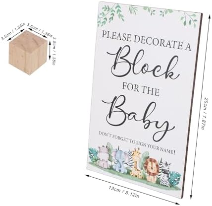 Baby Shower Decor A Block Game Kit, Solid Pine Wood Set with 50 Small Blocks, 24 Acrylic Paint Markers Game Sign, Interactive DIY Craft for Gender Reveal Party Activities - Image 2
