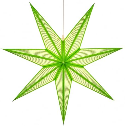 GalaxyArts 7-Point Paper Star Lantern - Striped Cutout Hanging Light Decoration - Foldable Star Lamp Shade for Home, Party, Christmas, Wedding Décor - Indoor/Outdoor Hanging Star(Parrot Green) by GALAXYARTS