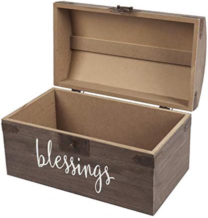 Hanna Roberts Card and Gift Fund Antique Brown Wood Box Chest for Weddings, Birthdays, Graduations, Baby and Bridal Showers, 13.3" x 7.5" x 7.8", Blessings - Image 4