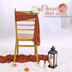 60 PCS Terracotta Cheesecloth Chair Sashes, 16 x 70 inch Cheesecloth Sashes Rustic Chair Decorative Bows Designed ChairCover for Wedding Banquet Party Aisle Home Kitchen Decoration - Image 5