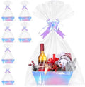 AFOROEOA 6PACK Laser Baskets for Gifts Empty, 12x10x4” Holographic Iridescent Gift Basket Kit with 6 Bows & 6 Bags - Kraft Empty Gift Baskets for Christmas, Weddings, Birthdays, Holiday Gifting Hampers by AFOROEOA