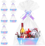 AFOROEOA 6PACK Laser Baskets for Gifts Empty, 12x10x4” Holographic Iridescent Gift Basket Kit with 6 Bows & 6 Bags - Kraft Empty Gift Baskets for Christmas, Weddings, Birthdays, Holiday Gifting Hampers by AFOROEOA