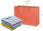 BLEWINDZ 70Pcs Large Paper Bags with Handles, 16x6x12 Inches Orange Paper Shopping Bags for Small Business, Large Kraft Gift Bag Bulk for Grocery Mechandise Retail - Image 4