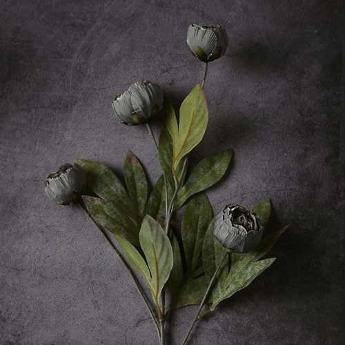 6 Pcs 27" Faux Silk Peony Artificial Flowers Stems for Vase (Dark Gray) - Image 2