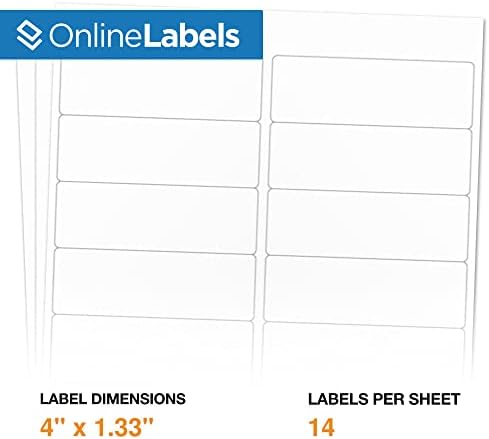 OnlineLabels 4" x 1.33" Labels - White Matte - Inkjet/Laser - 5,000 Sheets - Image 2