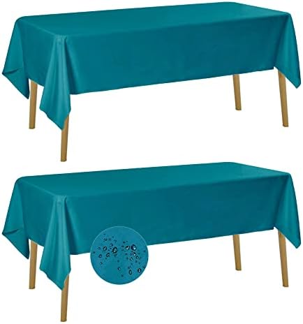 Fokitut 2 Pack Waterproof Rectangle Tablecloth, 60x120 Inch,Stain Resistant and Wrinkle Polyester Table Cloth, Fabric Table Cover for Kitchen Dining, Wedding, Party, Holiday Dinner-Caribbean Blue by BalsaCircle