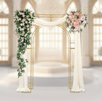 Wedding Arch Backdrop Stand Gold 5.91 x 7.87FT Wedding Arches Square Metal Balloon Arch Stand Garden Arbor Frame Arch Drapery Sheer Fabric Backdrop Curtain for Photo Booth Background Decoration - Image 5