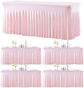 gogoparti 4 Pack Spandex Pink Fitted Table Cloth for 6ft Rectangle Tables Pink Stretch Tablecloth Table Covers Skirt Banquet Tablecloths Wrinkle Free Tablecloth for Parties Wedding by Gogoparti
