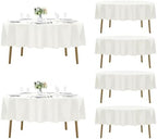 Fokitut 6 Pack Round Tablecloth, 90 Inch, Stain Resistant and Wrinkle Polyester Table Cloth, Fabric Table Cover for Kitchen Dining, Wedding, Party, Holiday Dinner-Ivory by Fokitut