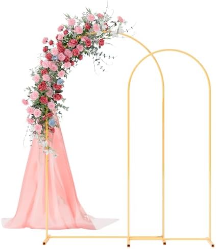 7.2FT+6FT Arch Wedding Arch Backdrop Stand, Heavy Duty Metal Arch Frame for Balloons, Flowers & Fabric, Event Decoration Stand for Ceremony, Party & Photos - Image 2