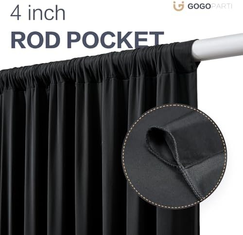 50x16ft Black Backdrop Curtains for Wedding Party, 10 Panels 16 ft Long Back Drop Cloth, Wrinkle-Free Polyester Drapes for Birthday, Baby Shower, Stage Photography Background - Image 5
