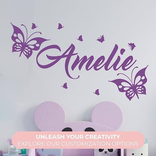 CRYPTONITE Butterflies Baby Room Decor | Custom Name Wall Decal | Butterfly Decorations for Bedroom Decor | Fully Customizable and Non-Toxic | Wall Decor Nursery Wall Decal (Wide 42"x 26" Height) - Image 3