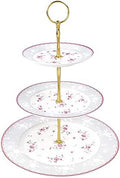 fanquare 3 Tier Pink Rose Porcelain Round Cupcake Stand by fanquare