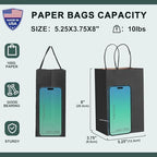 METRONIC 500 Pack Black Paper Bags 5.25x3.75x8 inch,Small Kraft Craft Gift Bag Bulk with Handles,Recycled for Boutique Holiday Grocery Welcome Party Favor Shopping Merchandise Takeout bags - Image 2