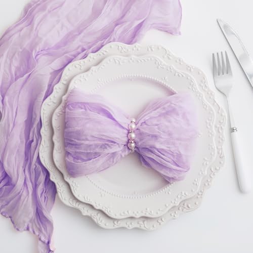 60 Pack Lilac Cloth Napkins 21x21 Inches Lilac Cheesecloth Napkins Set of 60 Washable Dinner Table Napkins for Wedding Bridal Baby Shower Rustic Boho Cotton Gauze Family Gathering Table Decor - Image 4