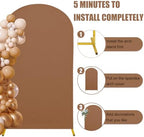 7.2FT, 6FT Wedding Arch Stand and Matching Brown Spandex Fitted Arch Backdrop Cover Set, Round Top Chiara Backdrop Stands and Covers for Birthday Party Baby Shower Banquet Arch Decor (Brown) - Image 6