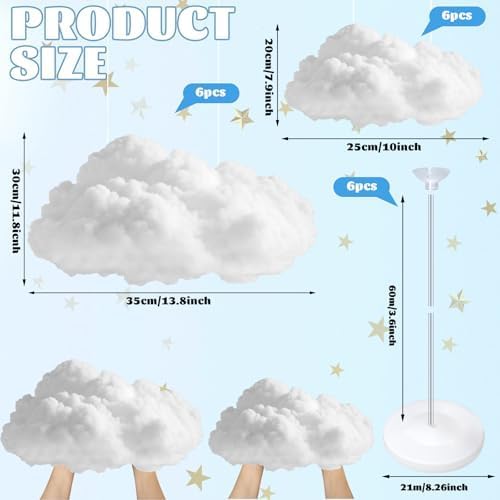 Wettarn 6 Set Cloud Decoration for Table Centerpiece, Cloud Ceiling Kit - Image 5