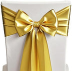 50 Pack Gold Chair Sashes Bows Satin Wedding Chair Ribbons 7x108 Inch by SINSSOWL