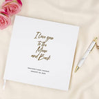 Andaz Press Personalized Baby Shower Guestbook with Gold Accents, I Love You To The Moon and Back Custom, White Guest Sign In Registry 120 Pages 8.5 X 8.5 Memories Book for DIY, Scrapbook, Photo Album - Image 2