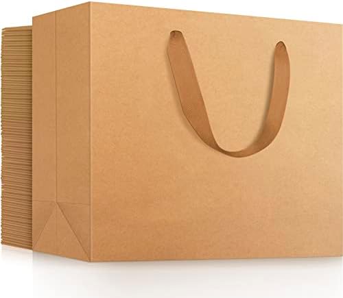 EUSOAR Extra Large Gift Wrap Bags, 50 Pack 16x6x12 inches Kraft Paper Bags with Handles, Heavy Duty Bags in Bulk for Wedding, Boutique, Retail, Business, Party Favors Birthdays by EUSOAR