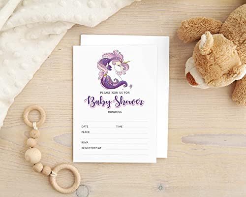 Pack of 30, Girl Baby Shower Party Collection, Baby Shower Invitation Cards, Fill in the Blank Invites WIth Envelopes, Unicorn Theme Party Supplies-a - Image 5