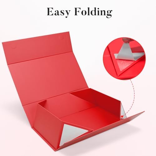 LIFELUM Red Magnetic Gift Box for Christmas Presents, 14"x8.5"x4.5" - Image 3