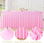 gogoparti 2 Pack Spandex Pink Fitted Table Cloth for 6ft Rectangle Tables Pink Stretch Tablecloth Table Covers Banquet Table Clothes Wrinkle Free Table Skirt for Parties Wedding - Image 5