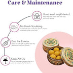 LOVENSPIRE Meenakari Stainless Steel Storage Box with Lid (400gm) Decorative Round Indian Food Container for Sweets, Kitchen Items & Return Gift Favors Pack of 12 - Image 5