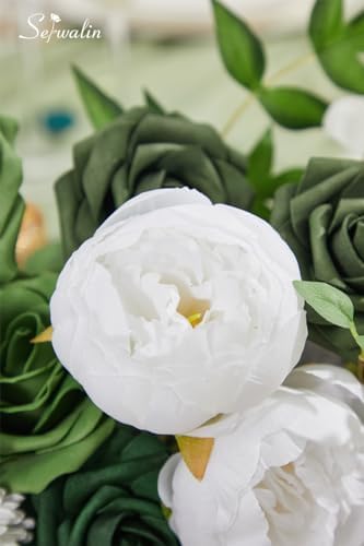 Serwalin Green Artificial Flowers Box Silk Flowers with Stems for Wedding - Image 7