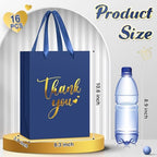 Kolldenn 16 Pcs Thank You Gift Bags Thank You Paper Bags with Handle Wrap Bags Bulk Totes for Birthdays Business Wedding Baby Shower Party Favors(11.81 x 9.84 x 3.94 Inches,Navy Blue) - Image 3