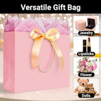 EUSOAR Pink Gift Bags with Ribbon Bow, 50pcs 12.5"x4.5"x11" Thank You Gift Bags with Handles, Large Gift Wrap Treat Bags Bulk for Wedding Baby Shower Birthday Anniversary Holiday Party - Image 4