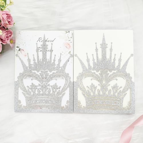 20 sets Laser Cut Crown wedding invitation pockets,Quinceañera Invitations, Sweet 16 Invitations,1 birthday invitations,and etc. - Image 5