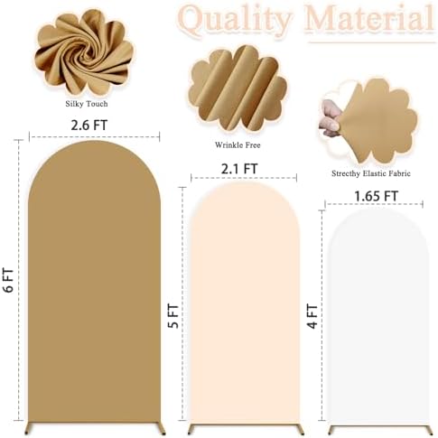 Set of 3 Wedding Arch Cover Brown Arches Backdrop Cover 6FT 5FT 4FT Spandex Backdrop Covers for Balloon Arch Stands Chiara Arched Covers Stretchy Backdrops for Baby Shower Graduation Party Decor - Image 2