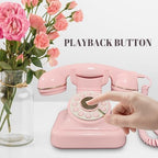Audio Guest Book Wedding Phone with One-Touch Playback & Adjustable Volume for Wedding, Anniversary, Birthday Parties, Baby Shower(Pink A) - Image 6