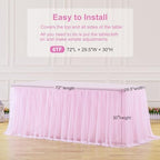 Pink Table Cloths for Parties Light Pink Tulle Tablecloth Rectangle, Pink Tulle Table Skirt Rectangle Table 6ft Fitted Table Covers Stretch Elastic Banquet Party Baby Shower Wedding Table Cloth 6 Foot - Image 4