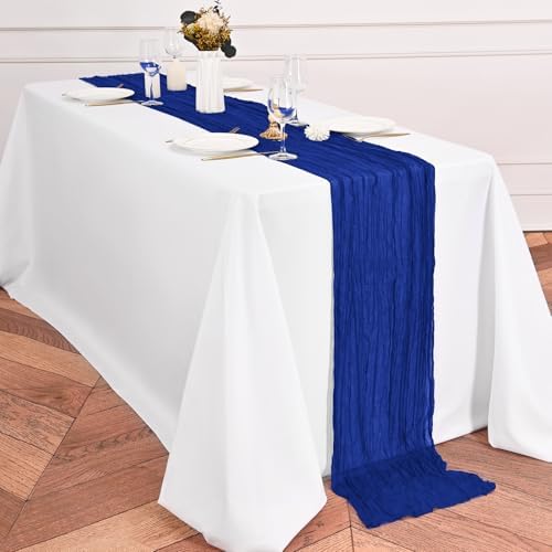 24 Pack Royal Blue Table Runners 10Ft Cheesecloth Table Runner Rustic Gauze Table Runner Romantic Long Sheer Fabric Cheese Cloth Table Runner for Wedding Party Bridal Baby Shower - Image 5