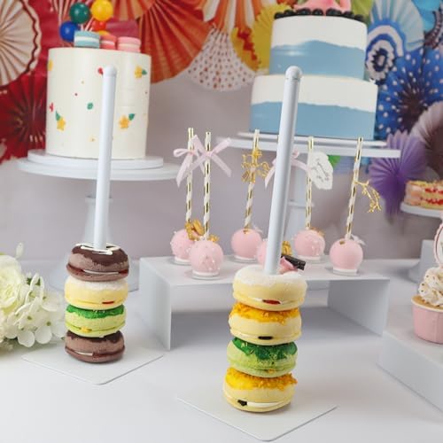 Set of 8 White Cake Stands Donut Holder Metal Dessert Display Risers - Image 4