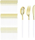 Goodluck 300PCS White Gold Plastic Silverware Set for 100 Guests by GoodLuck