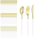 Goodluck 300PCS White Gold Plastic Silverware Set for 100 Guests by GoodLuck