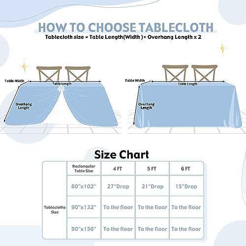 SoarDream Baby Blue Sequin Tablecloth 90"x156" Baby Shower Table Cloth - Image 6