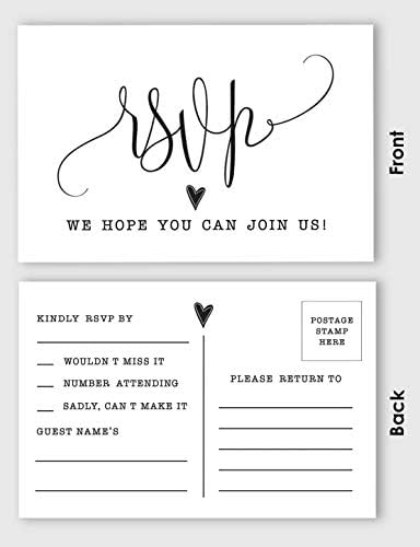 50 Blank RSVP Cards,RSVP Postcards No Envelopes Needed,Classy Script Style Print Response Card,RSVP for Wedding,Baby Shower,Bridal Shower - Image 4