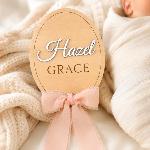 Personalized Baby Announcement Sign Set with Ribbon Bow - Image 4