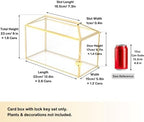 NCYP 12.6" x 5.9" x 9" Glass Wedding Cards Box with Slot and Lock for Micro Wedding Reception, Centerpiece, Home Decorative, Gold (Glass Box Only) Slot Length 7.3 Inches - Image 3