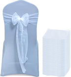 MDS Pack of 150 Organza Chair Sashes for Wedding & Event Décor – White by MDS