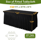 6 Pack Black Spandex Tablecloth for 6FT Rectangle Tables, Table Skirt 30x72 Inch Stretch Table Cloths Elastic Fitted Tables Cover for Wedding Parties Birthday Banquet Baby Shower Events - Image 2