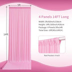 20×14 ft Pink Wrinkle Free Backdrop Curtain, Soft Silky Polyester Wedding Drapes 4 Panels 14ft Height Baby Pink Photo Backdrop Curtains for Parties Birthday Baby Shower Photography Background Cloth - Image 4