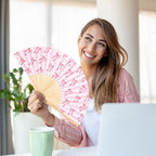 JarThenaAMCS 24 Set Pink Bow Folding Hand Fan with Thank You Tags Organza Bags Coquette Bow Paper Fans Decorative Handheld Fans for Birthday Bachelorette Bride Shower Party Favors - Image 6