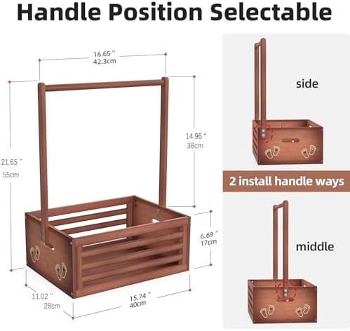 BAMBOOHOMIE Baby Shower Crate Closet, Baby Baskets with Hangers Handle, Baby Crate Box for Baby Shower, Welcome Gift Basket for Newborn Baby, Pregnancy Gift for New Parents (Brown, Large Size) - Image 3