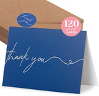 Durabasics 120 Heavyweight Blank Thank You Cards with Envelopes & Stickers, Premium Thank You Notes with Envelopes Set, Bulk, Classic Navy Blue Bulk Pack (4 x 6 Inches) (120 Pack) by Durabasics