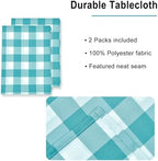 Hiasan Plaid Tablecloth 2 Pack, 54 x 80 inch, Turquoise and White - Image 4